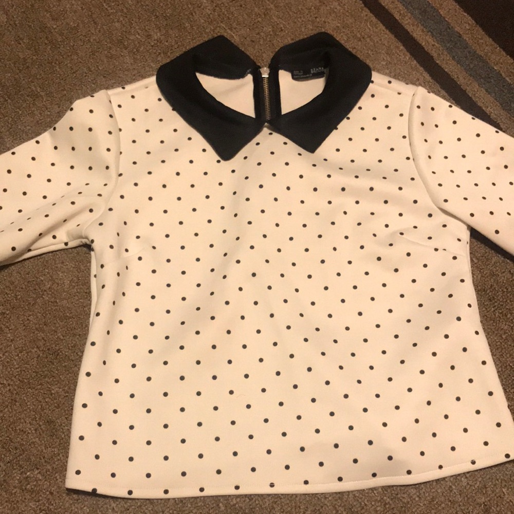 Worn only to try on Zara polka dot crop top